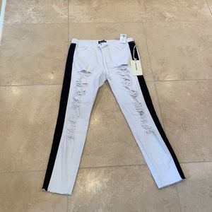 Ripped stylish NWT blk/wht pants